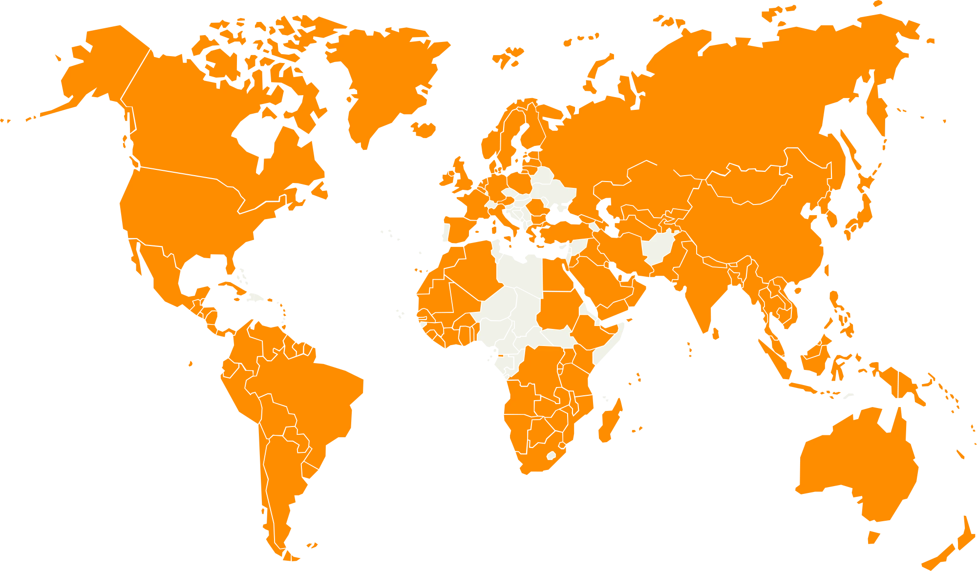 Albioni külastatud riigid kaardil